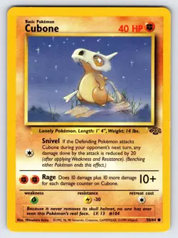 Cubone 50/64 1999 Jungle Set Pokemon Card WOTC Vintage Nintendo Common - VLP - Image 1