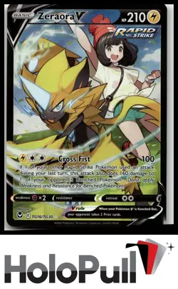 Pokemon TCG SWSH12: Silver Tempest Trainer Gallery Zeraora V #TG16/TG30 - Image 1