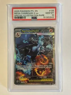 2025 POKEMON PFL EN-PHANTASMAL FLAMES #125 MEGA CHARIZARD X EX PSA 10 - Image 1