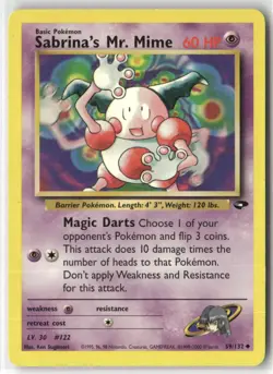 Pokemon Sabrina's Mr. Mime 059/132 Unlimited Gym Challenge Uncommon - Image 1