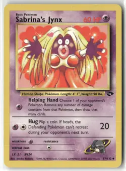 Pokemon Sabrina's Jynx 057/132 Unlimited Gym Challenge Uncommon - Image 1
