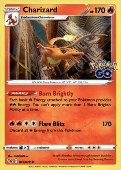 Charizard Holo Holo Rare Pokemon GO 010/078 NM Mitsuhiro Arita - Image 1