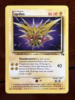 Pokemon Fossil Zapdos 30/62 Non Holo Rare - Image 1
