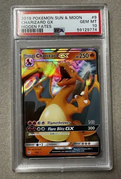 2019 Pokemon Sun & Moon Hidden Fates #9 Charizard Gx Hidden Fates PSA 10 - Image 1