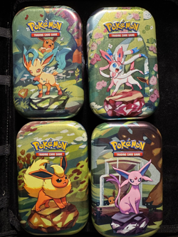 Pokemon- Prismatic Evolutions *EMPTY* Mini Tins, Set of 4 with Cards and Coin! - Image 2