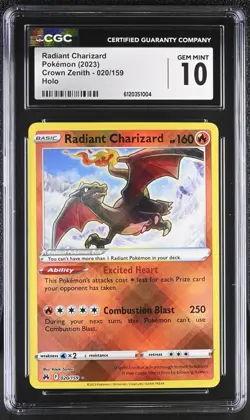 Pokemon TCG Crown Zenith Radiant Charizard Card 020/159 CGC Gem Mint 10 - Image 1