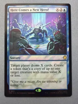 Here Comes A New Hero *SURGE FOIL* NM - Teenage Mutant Ninja Turtles MTG TMC #11 - Image 1