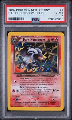 PSA 6 EX-MT Dark Houndoom Neo Destiny SWIRL Holo Rare Pokemon Card 7/105 - Image 1