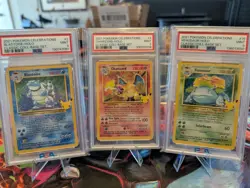 PSA 9 Pokemon Card Lot Celebrations Charizard, Blastoise & Venusaur Starters Set - Image 1