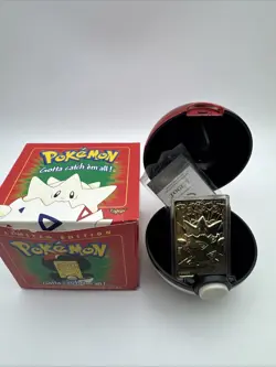 Pokemon 1999 Burger King 23K Gold Plated Card Togepi With Pokeball Case And COA - Image 1
