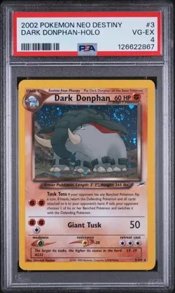 PSA 4 VG-EX Dark Donphan Neo Destiny SWIRL Holo Rare Pokemon Card 3/105 - Image 1