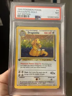 Pokemon 1st edition Fossil Dragonite Holo 4/62 PSA 7 - Image 1