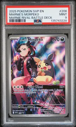 2025 POKEMON SVP EN-SV BLACK STAR PROMO #206 MARNIE'S MORPEKO PSA 9 - Image 1