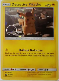 Swirl 🌀 Detective Pikachu SM194 Cosmos Holo Bleed Error Rare Pokemon TCG ✨ - Image 1