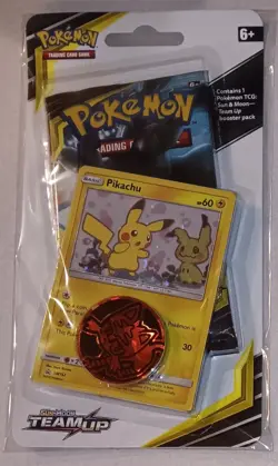 POKEMON TCG TEAM UP CHECKLANE BLISTER BOOSTER PACK W/PIKACHU SM162 820650801976 - Image 1