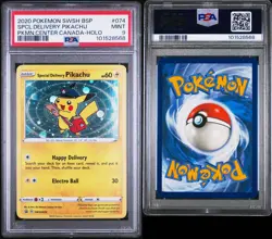2020 POKEMON SWSH BLACK STAR PROMO #74 SPECIAL DELIVERY PIKACHU-HOLO PSA 9 SWIRL - Image 3