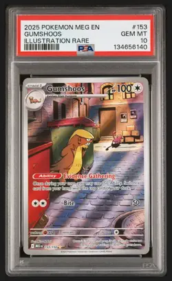 2025 POKEMON MEG EN-MEGA EVOLUTION ILLUSTRATION RARE #153 GUMSHOOS PSA 10 - Image 1