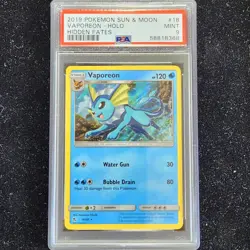2019 Pokemon Hidden Fates Vaporeon Holo 18/68 | PSA 9 Mint - Image 1