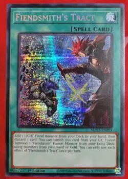 YuGiOh Fiendsmith's Tract MP25-EN093 Prismatic Secret Rare 1st Edition - Image 1