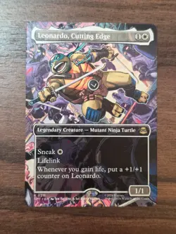 x1 Leonardo, Cutting Edge - Borderless R MTG Teenage Mutant Ninja Turtles M/NM, - Image 1