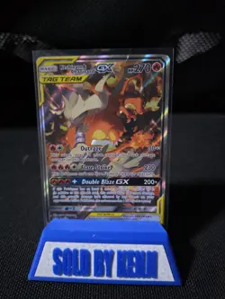 Pokemon TCG Reshiram & Charizard GX SM201 Black Star Promo Tag Team Damaged - Image 1