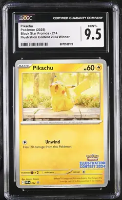 2025 Pokemon Pikachu Black Star Promos 214 Illustration Contest 2024 CGC 9.5 - Image 1