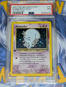 Wobbuffet 16/75 1st Edition Holo Rare Neo Discovery Pokemon Tcg PSA 7 NM - Image 2