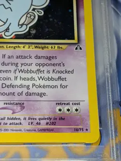 Wobbuffet 16/75 1st Edition Holo Rare Neo Discovery Pokemon Tcg PSA 7 NM - Image 4