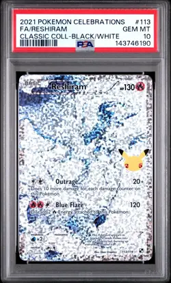 PSA 10 RESHIRAM 113/114 FULL ART CELEBRATIONS CLASSIC COLLECTION POKEMON 🔥 - Image 1