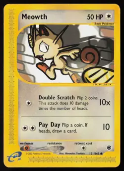 Pokemon Vintage Meowth 121/165 Expedition Non-Holo - HP / DMG - Image 1