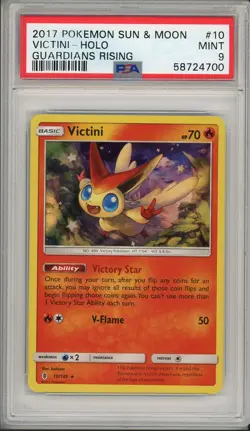 2017 Pokemon Sun & Moon Guardians Rising Victini Holo #10 PSA 9 - Image 1