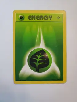 1st Edition Shadowless GRASS ENERGY Pokemon 99/102 1999 WOTC Vintage MP - Image 1