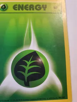1st Edition Shadowless GRASS ENERGY Pokemon 99/102 1999 WOTC Vintage MP - Image 4