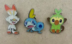Pokemon Pins Sobble, Grookey, Scorbunny Sword and Shield Starters - Image 1