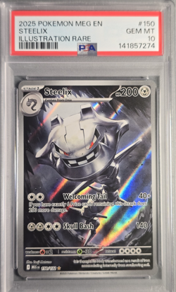 PSA 10 Gem Mint 2025 Pokemon ~ Steelix ~ MEG EN - Illustration Rare #150 - Image 1