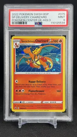 2022 Pokemon SWSH BSP Center UK Holo #075 Special Delivery Charizard PSA 9 MINT - Image 1
