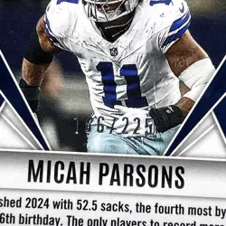 2025 Panini Phoenix #84 Micah Parsons Teal Pyramids Prizm #166/225 - Cowboys - Image 3