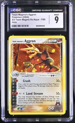 CGC 9 MINT Team Magma's Aggron EX Team Magma Vs Aqua 7/95 Holo Pokemon Card - Image 1