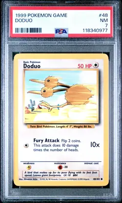 1999 POKEMON BASE SET UNLIMITED #48 DODUO PSA 7 - Image 1