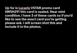 2023 Pokemon SWSH Promo Lucario VSTAR #SWSH291 SEALED - Image 3