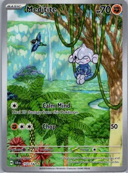 Pokemon Meditite - 153/142 Stellar Crown Holo Illustration Rare - Image 1