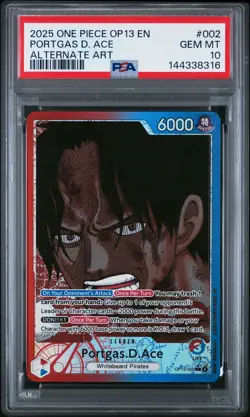 One Piece - OP13-002 Alternate Art Leader - Portgas.D.Ace - PSA 10 - Image 1
