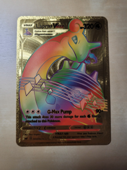 Fan Art - Lapras Vmax Rainbow Gold Foil Textured Display Card - Image 1