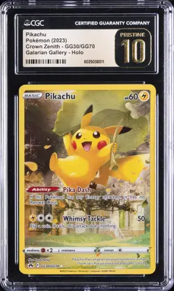 2023 POKEMON CROWN ZENITH GALARIAN GALLERY HOLO #GG30 PIKACHU CGC 10 PRISTINE - Image 1