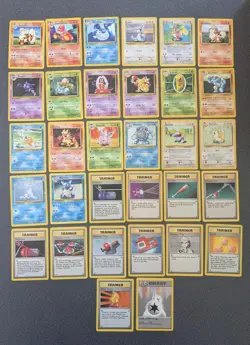 Complete 70 Card Base Set Pokemon Uncommon Common Cards - Image 1