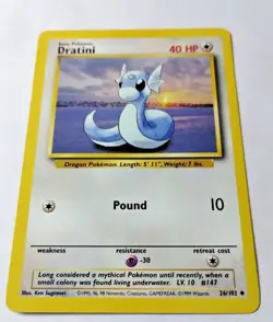 Pokemon TCG Dratini Base Set 26/102 Regular Unlimited Uncommon - Uncirculated - Image 2