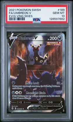 2021 POKEMON SWORD & SHIELD EVOLVING SKIES #189 FULL ART/UMBREON V PSA 10 - Image 1