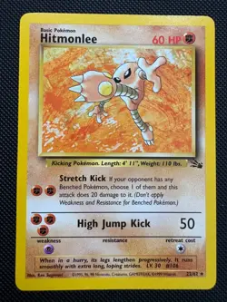 Pokemon Hitmonlee 22/62 Fossil Unlimited Rare 1999 WOTC Vintage Card - Image 1