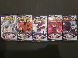 Pokemon Sword & Shield Chilling Reign Booster Pack Lot 5x TCG Full Art - Image 1