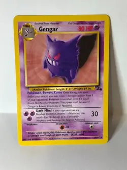 1999 Pokemon Fossil GENGAR Rare Non-Holo #20/62 Unlimited WotC - NM/M - Image 1